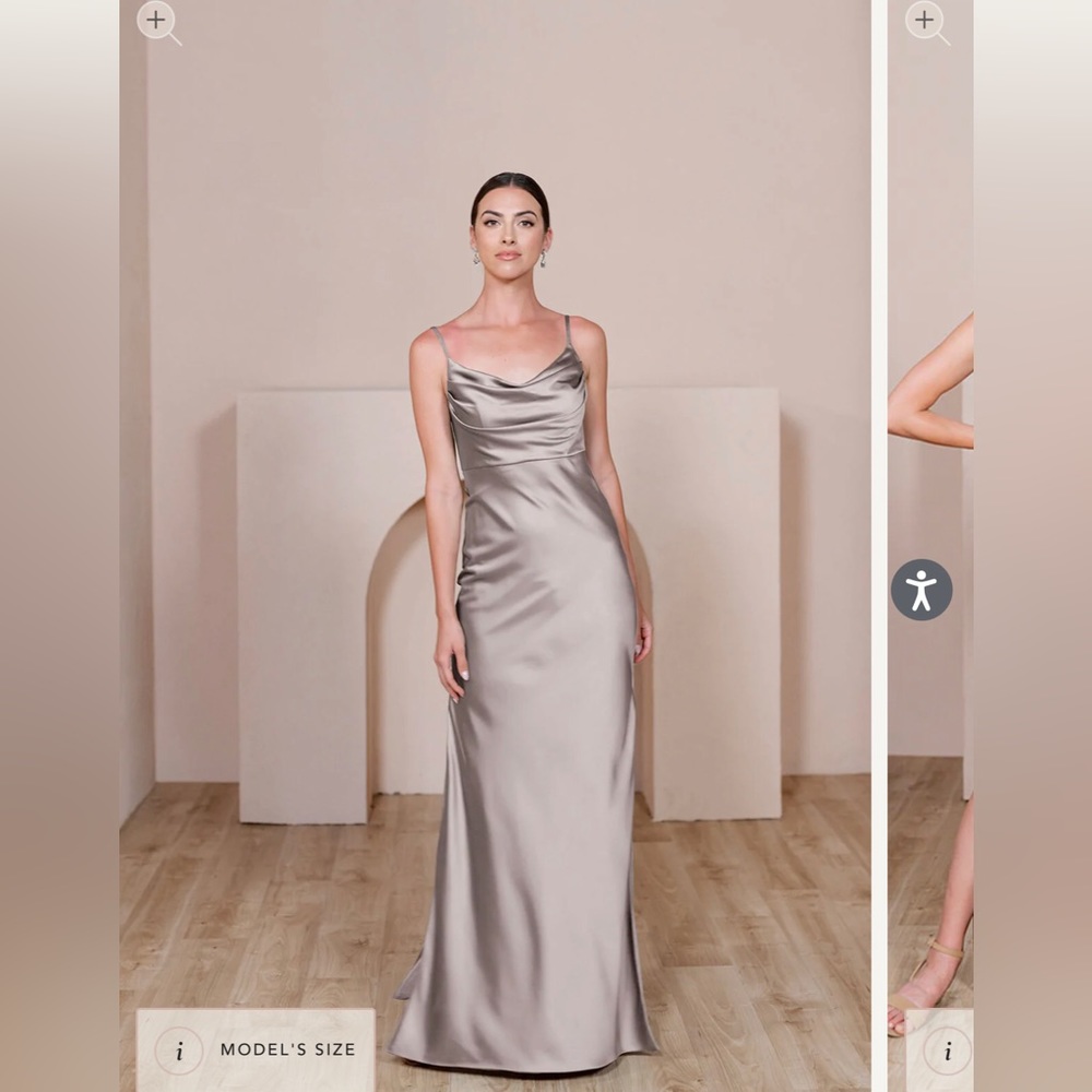Revelry Skye satin dress in Taupe